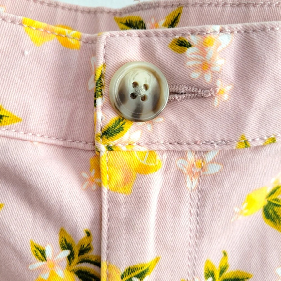 Cuffed Shorts with Lemon Print / Pink & Yellow / Juniors Size 13 - Picture 2 of 6